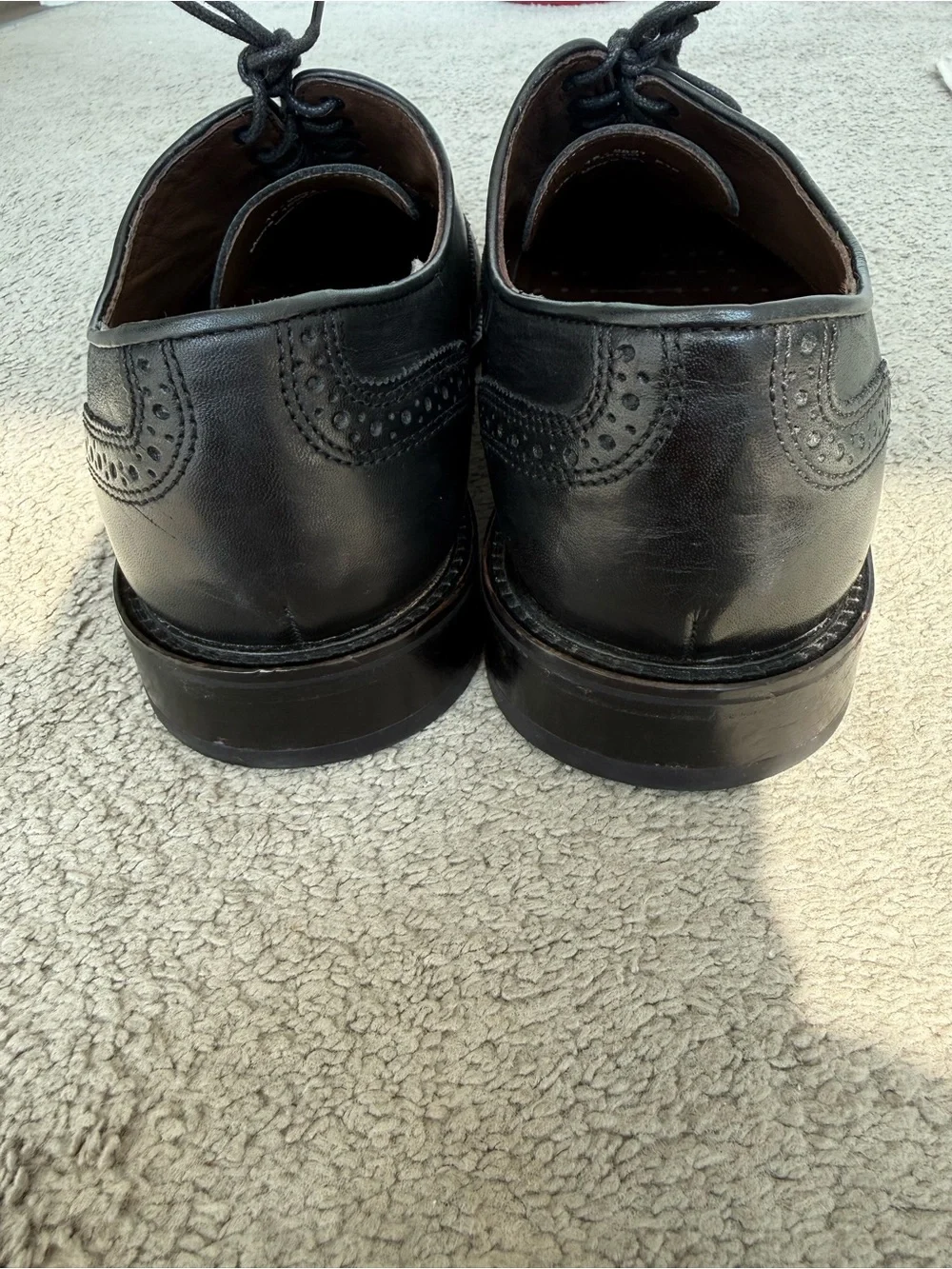 Johnston & Murphy Black Leather Wingtip Derby Oxfords